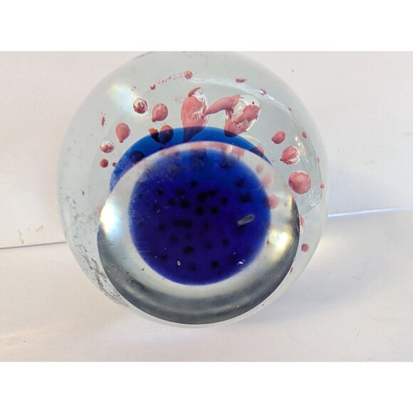 Handmade Glass Paperweight With Abstract Pink & Blue Jellyfish Design - Picture 4 of 5